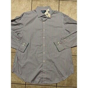 VINTAGE Polo Ralph Lauren Shirt Mens XL 17.5 Purple Green Striped Button NEW